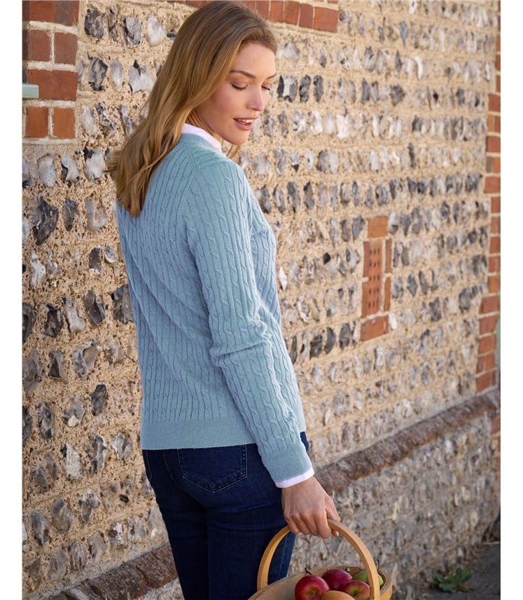 Cashmere Merino Cable Crew Neck Jumper